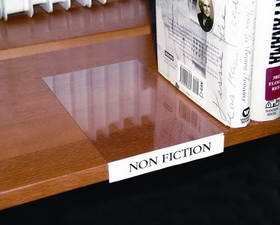 Label Holder, Moveable Shelf, Clear,3/4" high x 5" wide x 8" deep, BS5108, white