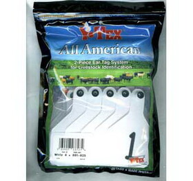 Ytex 7900001 All American 4 Star Two Piece Cow &amp; Calf Ear Tags White Large #1-25