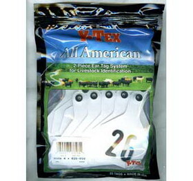 Ytex 7900026 All American 4 Star Two Piece Cow & Calf Ear Tags White Large #26-50