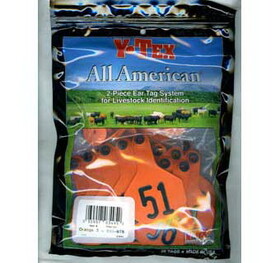 Ytex 7702051 All American 3 Star Two Piece Cow & Calf Ear Tags Orange Medium #51-75