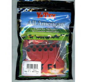 Ytex 7706051 All American 3 Star Two Piece Cow &amp; Calf Ear Tags Red Medium #51-75