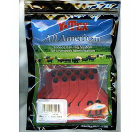 Ytex 7706026 All American 3 Star Two Piece Cow &amp; Calf Ear Tags Red Medium #26-50