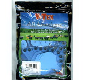 Ytex 7709000 All American 3 Star Two Piece Cow &amp; Calf Ear Tags Blue Medium Blank 25 Count