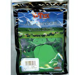Ytex 7711000 All American 3 Star Two Piece Cow &amp; Calf Ear Tags Green Medium Blank 25 Count