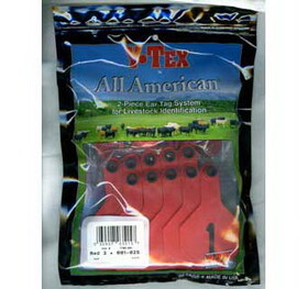 Ytex 7706001 All American 3 Star Two Piece Cow &amp; Calf Ear Tags Red Medium #1-25