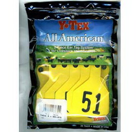 Ytex 7912051 All American 4 Star Two Piece Cow & Calf Ear Tags Yellow Large #51-75