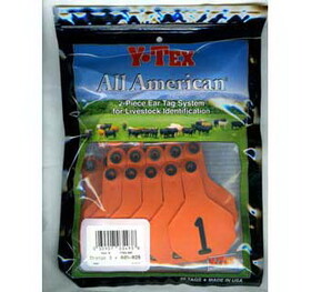 Ytex 7702001 All American 3 Star Two Piece Cow &amp; Calf Ear Tags Orange Medium #1-25