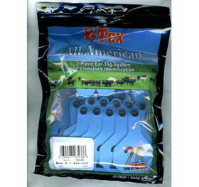 Ytex 7708026 All American 3 Star Two Piece Cow &amp; Calf Ear Tags Blue Medium #26-50