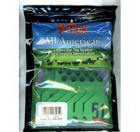 Ytex 7710051 All American 3 Star Two Piece Cow &amp; Calf Ear Tags Green Medium #51-75