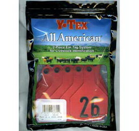 Ytex 7906026 All American 4 Star Two Piece Cow &amp; Calf Ear Tags Red Large #26-50