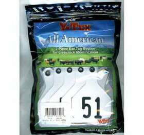 Ytex 7900051 All American 4 Star Two Piece Cow &amp; Calf Ear Tags White Large #51-75