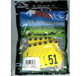 Ytex 7712051 Ytex All American Two-Piece Ear Tag Medium Yellow 51-75 25/Pkg