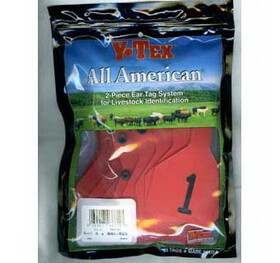 Ytex 7906001 All American 4 Star Two Piece Cow & Calf Ear Tags Red Large #1-25