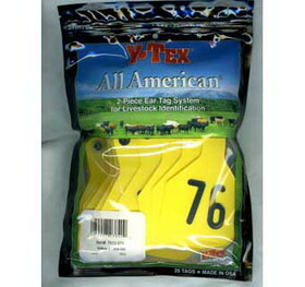 Ytex 7912076 All American 4 Star Two Piece Cow &amp; Calf Ear Tags Yellow Large #76-100