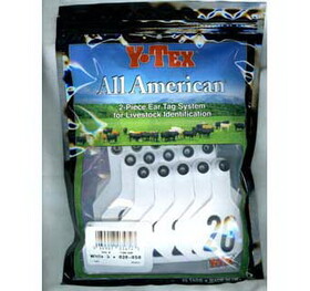 Ytex 7700026 All American 3 Star Two Piece Cow &amp; Calf Ear Tags White Medium #26-50