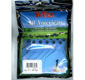 Ytex 7908001 All American 4 Star Two Piece Cow &amp; Calf Ear Tags Blue Large #1-25
