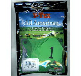 Ytex 7910001 All American 4 Star Two Piece Cow &amp; Calf Ear Tags Green Large #1-25