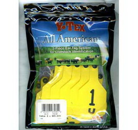 Ytex 7712001 Ytex All American Two-Piece Ear Tag Medium Yellow 1-25 25/Pkg
