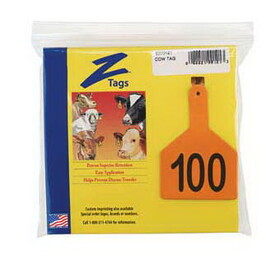 Behlen 700 2500-251 One-Piece Cow Ear Tags Hot Stamp Orange 76-100 25 Count