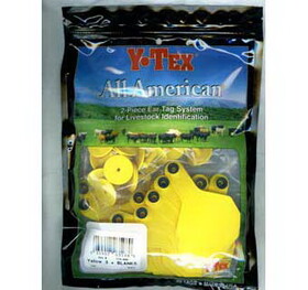 Ytex 7713000 All American 3 Star Two Piece Cow &amp; Calf Ear Tags Yellow Medium Blank 25 Count