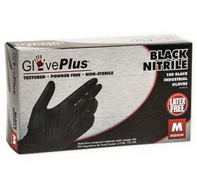 Behlen GPNB44100 Gloveplus Black Nitrile Powder Free Gloves Medium 100 Count