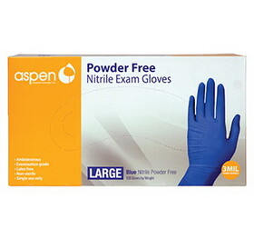 Behlen 21274982 Exam Gloves Nitrile Powder Free Blue 3 Mil 100 Count - Large