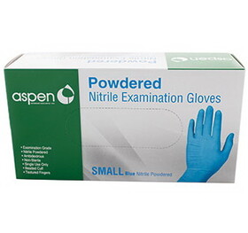 Aspen 21278552 Powdered Nitrile Gloves Blue - Small (100 Count)