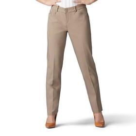 Lee 10463132N Petite Regular Fit Secretly Shapes Straight Leg Pant - Mid Rise - Light Fawn