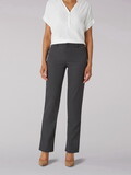 Lee 104637504 Missy Wrinkle Free Relaxed Fit Straight Leg Pant - Mid Rise - Charcoal Heather