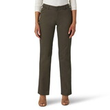 Lee 104637534 Missy Wrinkle Free Relaxed Fit Straight Leg Pant - Mid Rise - Frontier Olive