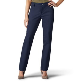 Lee 104637547 Missy Wrinkle Free Relaxed Fit Straight Leg Pant - Mid Rise - Imperial Blue