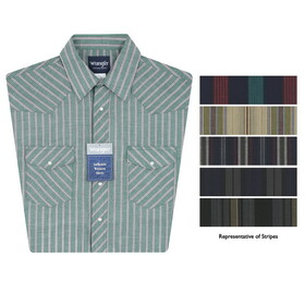 Wrangler 1076201AA Sport Western Snap Shirt - Short Sleeves (Regular Sizes) - Stripe