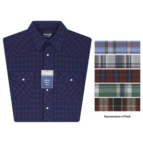 Wrangler 1076204PP Sport Western Snap Shirt - Short Sleeves (Regular Sizes) - Plaid