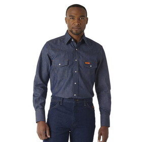 Wrangler 10FR12127 FR Flame Resistant Long Sleeve Twill Work Shirt - Indigo