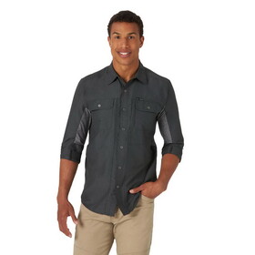 Wrangler 10NSB89BK ATG -x- Mix Material Long Sleeve Shirt - Black