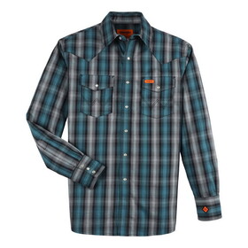 Wrangler 112337358 FR Flame Resistant Long Sleeve Work Shirt - Black/Teal