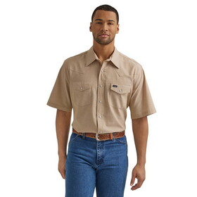 Wrangler 112344542 Western Short Sleeve Workshirt - Classic Fit - Khaki