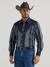 Wrangler 112345063 Rodeo Ben Long Sleeve Shirt - Navy