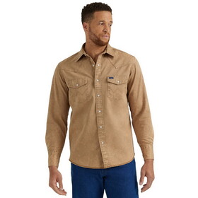 Wrangler 112345070 Vintage Inspired Long Sleeve Twill Workshirt - Tan