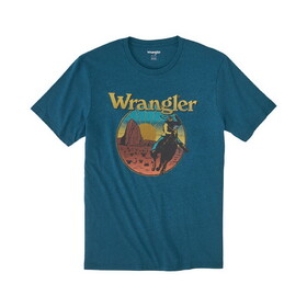 Wrangler Graphic Short Sleeve T-Shirt - Regular Fit - Cyan Pepper Heather