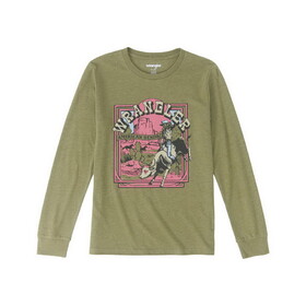 Wrangler Boys Long Sleeve T-Shirt - Burnt Olive Heather