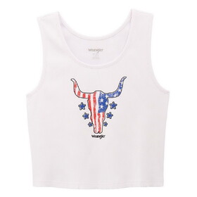 Wrangler 112375856 Graphic Slim Crop Tank - Bright White