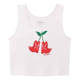 Wrangler 112375858 Graphic Slim Crop Tank - Bright White