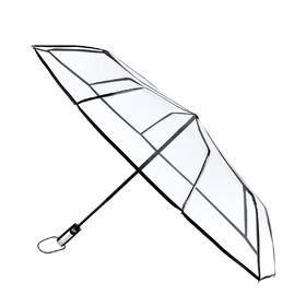 TOPTIE Clear Umbrella Auto Open 10 Ribs, Transparent Folding Umbrella for Rain, Clear Compact Umbrellas for Wedding
