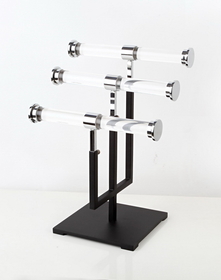 AMKO Displays CSR-T3 3 Tier Jewelry Stand, Base: 7", Adjustable Upright From 9" - 16"