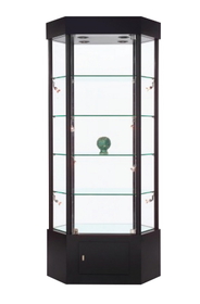 AMKO Displays KDWA-004 Elongated Hexagon Lighted Tower Showcase, 33"(L) x 22"(W) x 73"(H)