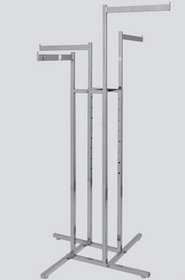 AMKO Displays R13 1" Sq. Tube 4-Way W/ Rectangular Tube Straight Arms, 4- 16 1/2" X 1 1/2"