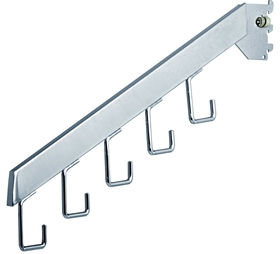 AMKO Displays RDW/5H-CH 5-Hook Waterfall, Rectangular Tubing, For 1/2" Slot On 1" Center, Chrome