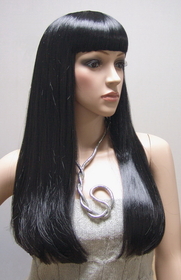 AMKO Displays S012B Black Wig, Straight Hair With Bangs