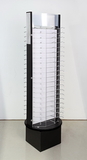 AMKO Displays SU-120 Sunglass Rack, Silver Metal/Wire/Pvc, Rotates Freely, 2 Side Mirror, Top Signholder, Holds 120 Pairs